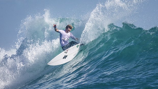 University of Wollongong team surfer Brett Connellan testing the 3D-printed fins