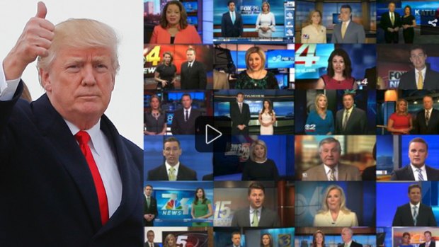 Donald Trump's message about 'fake news' gets issued by Sinclair owned broadcasters in chilling 'news promotion'.