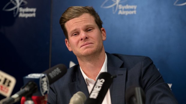 Steve Smith, addresses the media at Sydney Airport on Thursday.