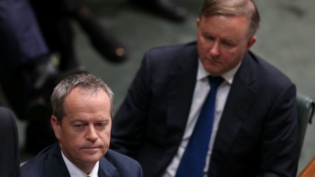 Opposition leader Bill Shorten and  infrastructure spokesman Anthony Albanese in question time on Thursday.