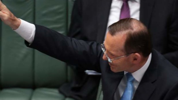 Prime Minister Tony Abbott in question time on Wednesday: Photo: Andrew Taylor.