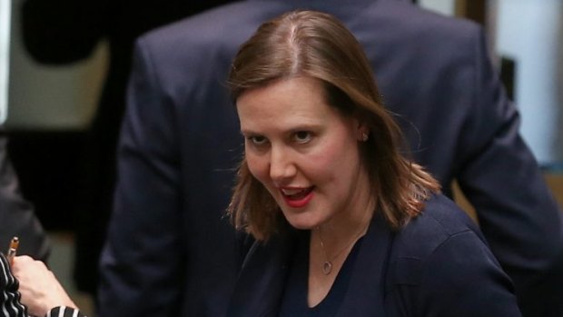 Financial Services Minister Kelly O'Dwyer departs after question time on Thursday.