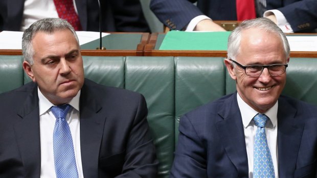 Treasurer Joe Hockey, Prime Minister Malcolm Turnbull and Foreign Affairs Minister Julie Bishop during question time on Wednesday.