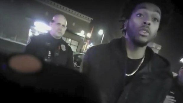 Police body-camera footage shows NBA Bucks guard Sterling Brown as he talks to a police officer before being shot by a stun gun.