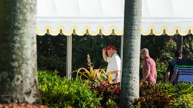 President Donald Trump, pictured at his Mar-a-Lago resort, allegedly used his charity to pay off fines the resort incurred. 
