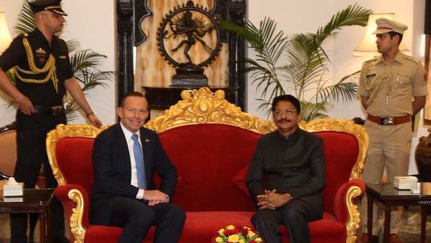 Prime Minister Tony Abbott met Vidya Sagar Rao Governor of the State of Maharashtra in Mumbai. Photo: Andrew Meares