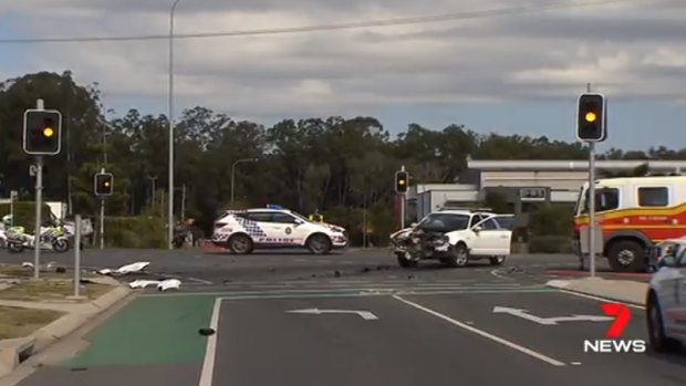 The crash scene in Kallangur, north of Brisbane.