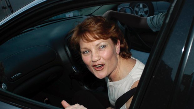  Pauline Hanson after she was released from jail in 2003.