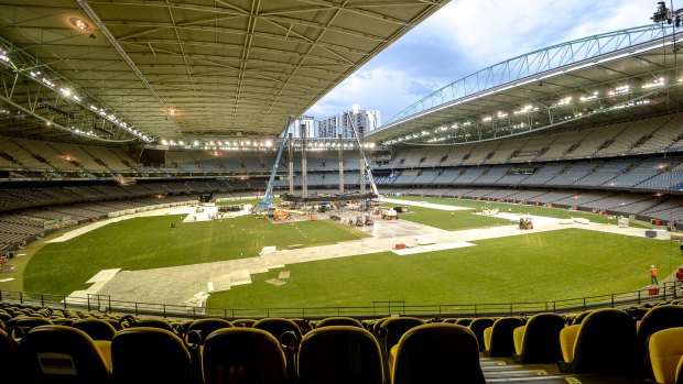 Busting down the stage for Adele's concert at Etihad Stadium. 