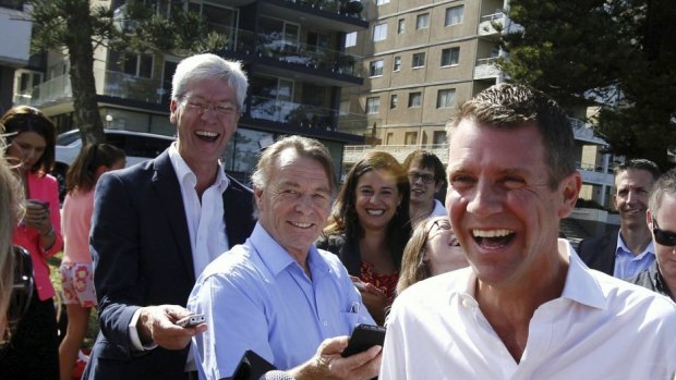 He's laughing. Mike Baird in Manly on Sunday.