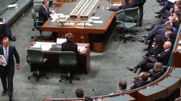 Prime Minister Tony Abbott leaves the House of Representatives on Monday.