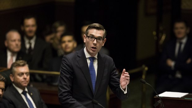 NSW Treasurer Dominic Perrottet delivers the budget in the NSW Parliament.