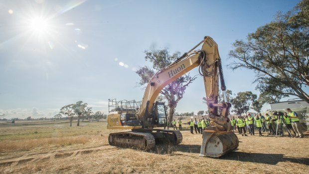 A sod turning ceremony held in Ginninderry's first suburb, Strathnairn last month.