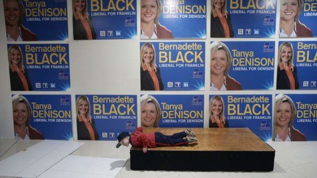 6 year old Matilda Stevenson after a  campaign launch in Hobart, Tasmania, on Thursday.