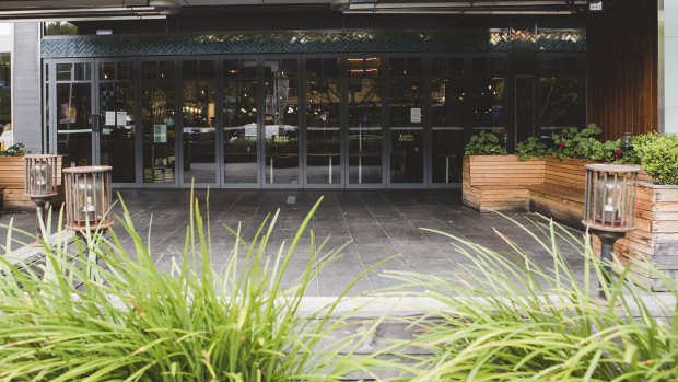 The area outside Jamie's Italian Canberra was empty on Monday.
