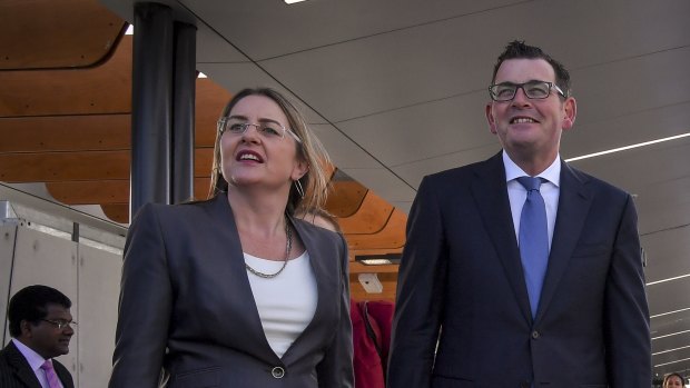 Jacinta Allan and Daniel Andrews open a new train station.