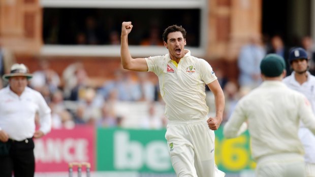 Licking his lips: Mitchell Starc.