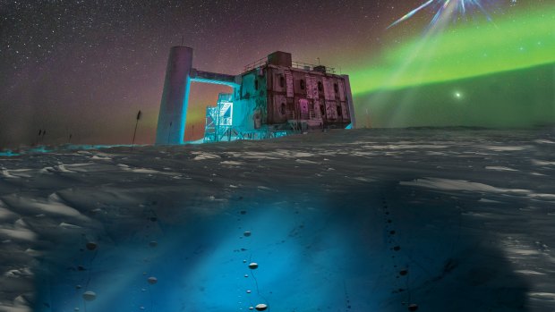 The IceCube Lab, where the neutrino was found and traced.