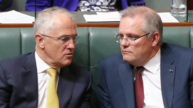 Prime Minister Malcolm Turnbull and Treasurer Scott Morrison during question time on Wednesday.