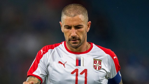 Drawing a blank: Serbia's Aleksandar Kolarov during their friendly loss to Chile.