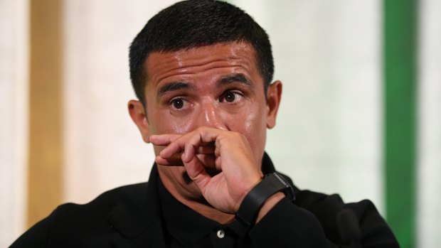 Family man: Tim Cahill breaks down discussing the personal reasons behind his international retirement.