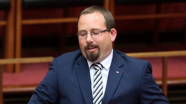 Senator Ricky Muir in the Senate on Thursday.