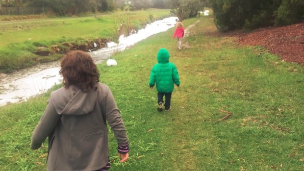 Reader Coady took this photos of his kids walking alongside a very foamy Dandenong Creek.
