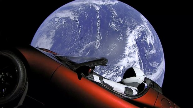 Musk's red Tesla sports car was launched into space during the first test flight of the Falcon Heavy rocket in February.