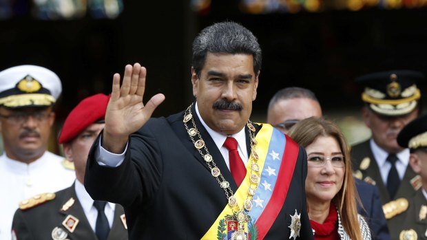 Venezuelan President Nicolas Maduro and First Lady Cilia Flores after his re-election last week.