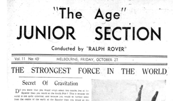 The front page of The Age's junior section on October 27, 1939. 