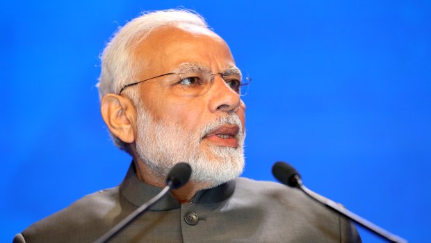 Narendra Modi, India's Prime Minister, delivers the keynote at the Shangri-la dialogue.