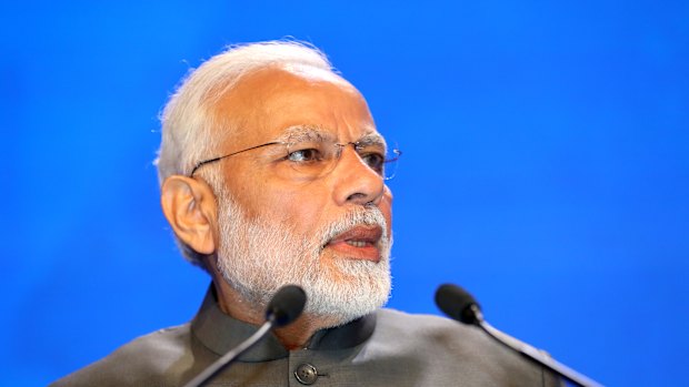 Narendra Modi, India's Prime Minister, delivers the keynote at the Shangri-la dialogue.