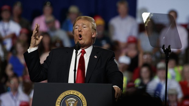 President Donald Trump gave a freewheeling speech at a rally in Montana.