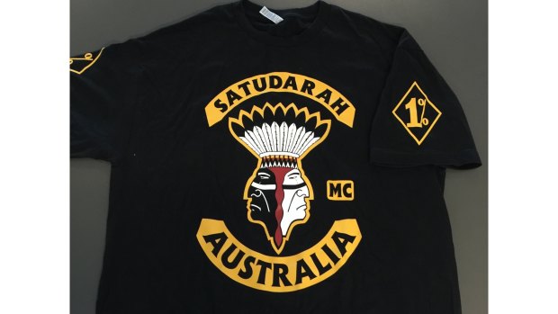 A Satudarah OMCG shirt seized by NSW Police.