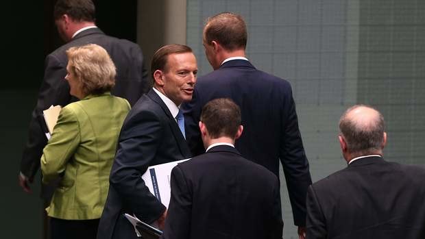 Prime Minister Tony Abbott departs Question Time on Monday. Photo: Alex Ellinghausen