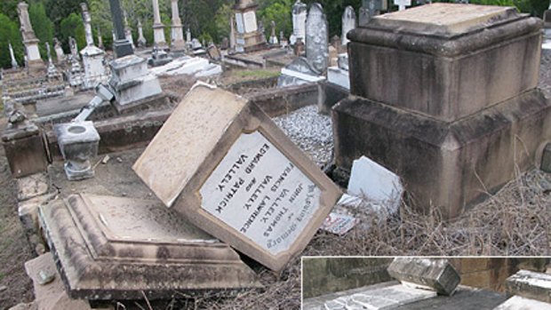 Trail of destruction ... Toowong Cemetery in August 2009.