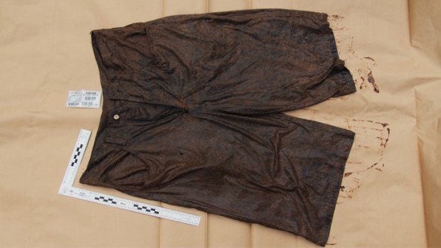 The muddied pants believed to have belonged to Daniel Morcombe.