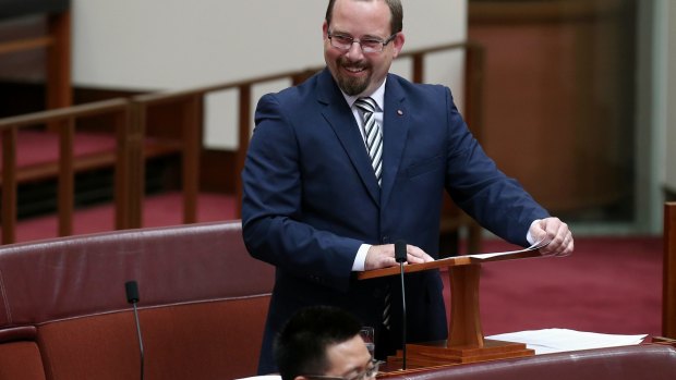 Senator Ricky Muir in the Senate on Thursday.