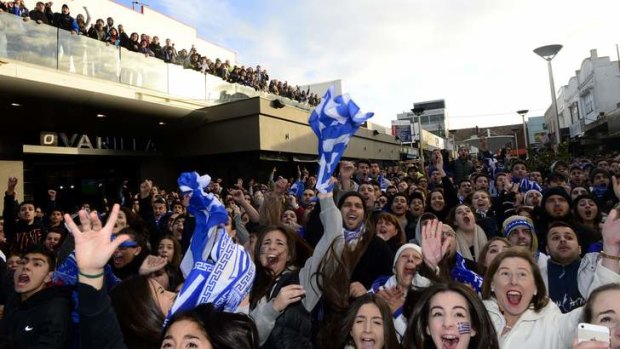 Greek fans at the Eaton Mall in Oakleigh watching Greece v Costa Rica in extra time the 2014 World Cup. 30th June 2014