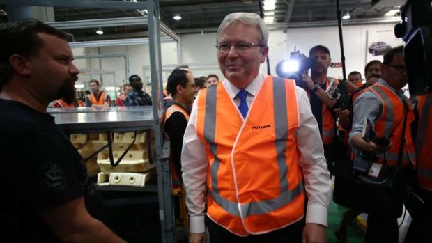 Prime Minister Kevin Rudd visited Futuris car part manufacturer in Adelaide on Wednesday