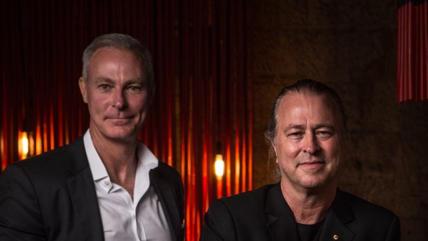 Chef Neil Perry (right) and Rockpool Dining Group chief executive Thomas Pash at Sake restaurant in Sydney. 