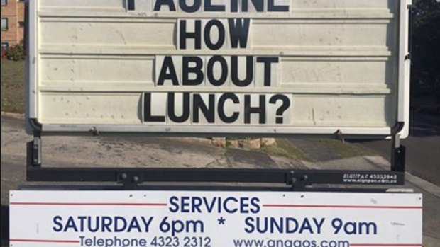 Gosford Anglican Church has invited Pauline Hanson to lunch to discuss a 'safe and harmonious' Australia.