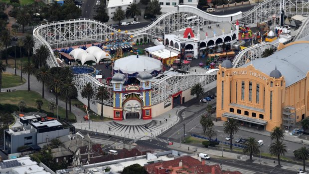 Luna Park and Palais Theatre, St Kilda in February this year taken from a helicopter.