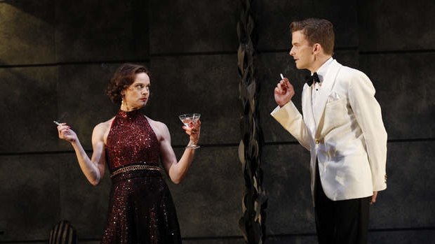 The chemistry between Amanda (Nadine Garner) and (Elyot) Leon Ford shines through in the Melbourne Theatre Company production of Noel Coward's <i>Private Lives</i>.  Photo: Jeff Busby