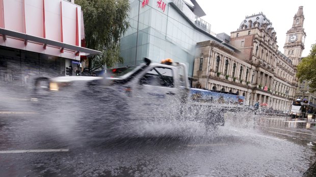 The rain caused minor flooding in the CBD this morning.