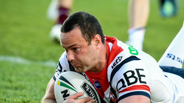Try blitz: Boyd Cordner crosses on a red-letter day for the Roosters.