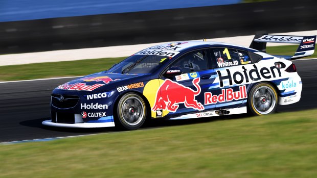 Slipping down the rankings: Jamie Whincup of the Red Bull Holden Racing Team at Phillip Island.
