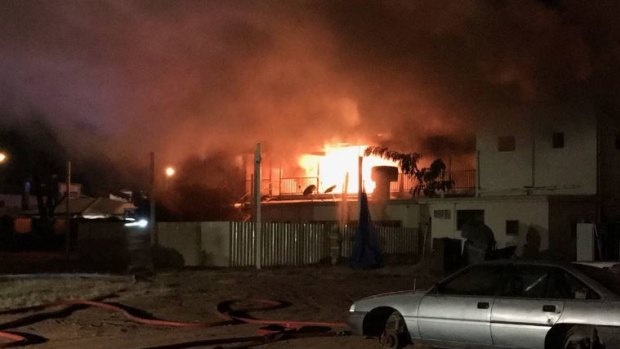 Flames engulfed Queensland pub the Lyceum at Longreach on Thursday evening.