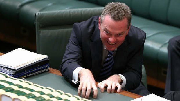 Leader of the House Christopher Pyne during a division in the House this afternoon. Photo: Alex Ellinghausen