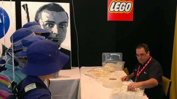 Students check out the Lego creations on day one of the Ekka.